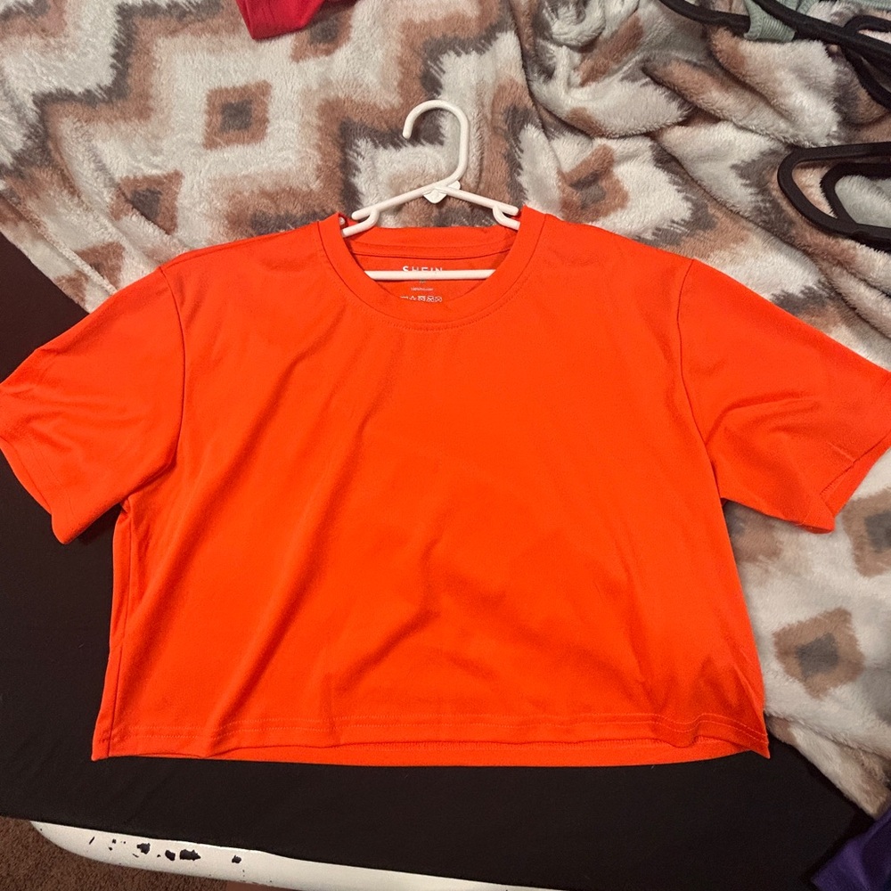 SHEIN Vibrant Orange Short Sleeve Tee
